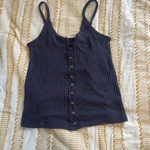 American Eagle Outfitters Navy Button-Up Ribbed Camisole
